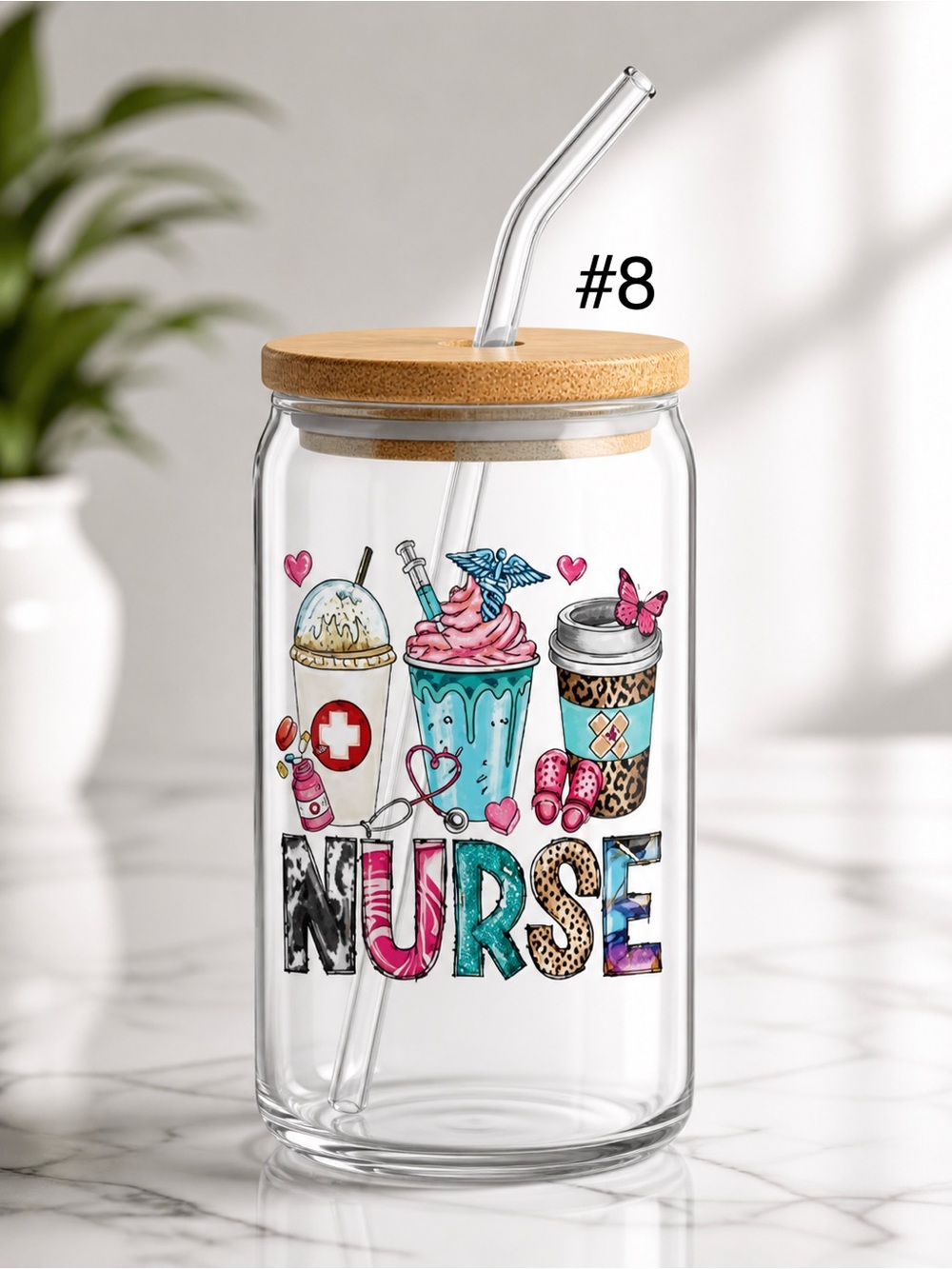Buy Now* nurse 16 ounce tumbler with bamboo lid and straw - Picture 8 of 15